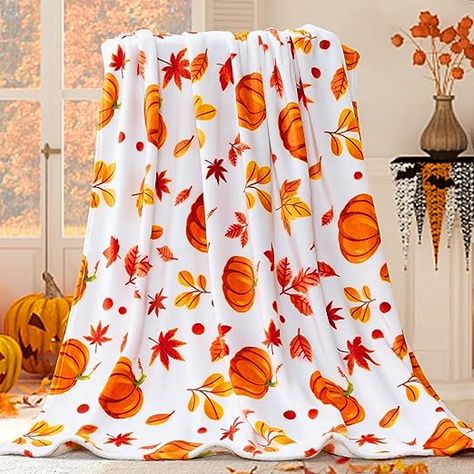 Inhand Fall Throw Blanket, Halloween Pumpkin Autumn Plush Fall Decor Fleece Fuzzy Picnic Throw Blanket for Couch Sofa Chairs, Cute Holiday Orange Leaf Blankets and Throws for Home (50" x 60") Fall Edits, Autumn Bedding, Halloween Treat Baskets, Pumpkin Blanket, Orange Blanket, Fall Throw Blanket, Leaf Blanket, Blanket Halloween, Fall Room