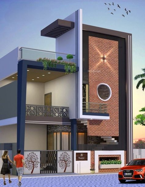 First Floor Elevation Design India, G+1 House Elevation Indian, Home Front Wall Design, Modern House Front Elevation, House Front Elevation Design, Front Building Design, House Front Elevation, Small House Design Architecture, Front Elevation Design