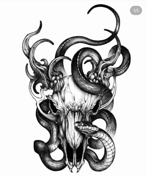 Goat Skull Tattoo Design, Goat Skull Tattoo, Werewolf Tattoo, Goat Skull, Creepy Tattoos, Greek Tattoos, Tattoo Lettering Fonts, Modern Tattoos, Skull Tattoo Design