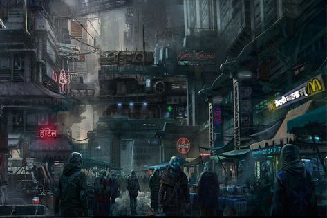 Fragments of a Hologram Dystopia — (source) Scifi Environment, Steampunk City, Sci Fi Landscape, Sci Fi City, Sci Fi Environment, New Retro Wave, Environment Art, Landscape Concept, Cyberpunk Aesthetic