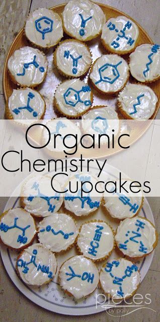 Pieces by Polly: "Organic" Chemistry Cupcakes for Mole Day or Any Day Chemistry Party Ideas, Chemistry Party, Chemistry Desserts, Mole Day Ideas Chemistry, Mole Day Treats Chemistry, Mole Project Chemistry Ideas, Mole Day, Science Cake, Lemon Cream Cheese Frosting