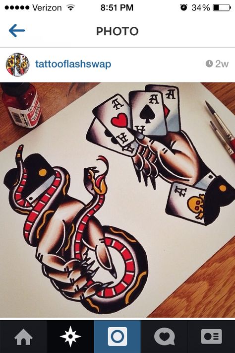 the hand holding the cards for my traditional tattoo sleeve Hand Holding Card, Playing Card Tattoos, Cards Tattoo, Card Tattoo Designs, Traditional Tattoo Sleeve, Tato Lengan, Old School Tattoo Designs, Tatuaje A Color, Traditional Tattoo Design