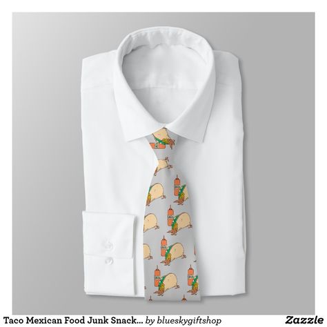 Taco Mexican Food Junk Snack Food Cartoon Art Neck Tie Sage Green Tie, Christmas Kiss, Christmas Ties, Black Neck, Christmas Sleigh, Heart Shaped Sunglasses, Custom Ties, Green Tie, Polka Dot Pattern