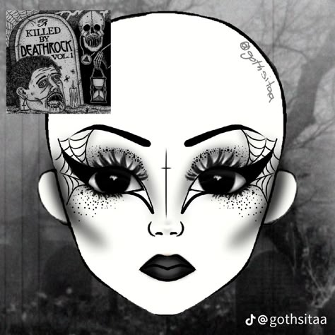 Lobotomy Core, Goth Makeup Ideas, Goth Makeup Looks, Gothic Make Up, Trad Goth Makeup, Goth Eye Makeup, Rock Makeup, Goth Make Up, Corpse Paint