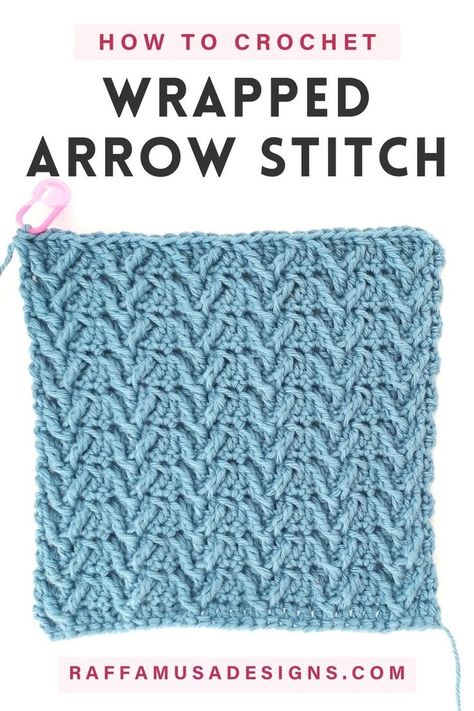 a crochet swatch made using the textured wrapped arrow stitch Crocheting Tips, Crochet Mens, Crochet Stitch Pattern, Crochet Mens Scarf, Beginning Crochet, Reverse Single Crochet, Different Crochet Stitches, Crochet Border Patterns, Mens Scarf