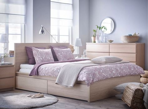 IKEA Malm Scandinavian Bedroom - Home Decorating Trends - Homedit Ikea Bedroom Sets, Malm Ikea, Ikea Bedroom Furniture, Malm Bed Frame, High Bed Frame, Ikea Malm Bed, Cama Ikea, Malm Bed, Design Ložnic