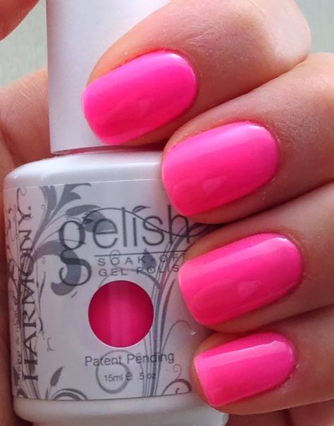 LSL's FUN BLOG: GELISH SWATCHES make you blink pink Neon Pink Gel Polish, Gelish Nails Colors, Hot Pink Gel Polish, Gelish Colors, Gelish Nail Colours, Gelish Colours, Pink Gel Polish, Barbie Pink Nails, Neon Pink Nails