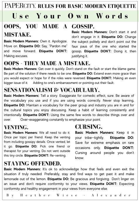 From Tipping to Gossip and Everything In Between — A Modern Etiquette Ambassador Breaks Down 36 Common Life Scenarios and How to Handle Them With Grace How To Stop Gossip At Work, How To Stop Gossiping Tips, How To Not Gossip, Stop Gossiping, How To Stop Gossiping, Etiquette Classes, Ettiquette For A Lady, How To Be Graceful, Etiquette And Manners