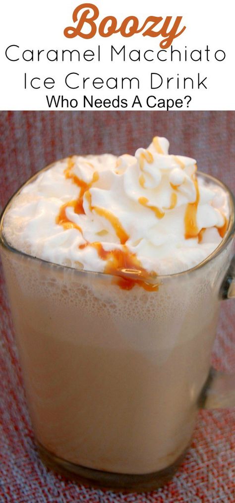 Boozy Caramel Macchiato Ice Cream Drink is the perfect dessert cocktail to make. Indulge your sweet tooth in this amazing after dinner drink! Ice Cream Drink, Baileys Irish Cream Recipes, Caramel Macchiato Recipe, Yum Drinks, Beverages Recipes, Irish Cream Recipe, Macchiato Recipe, Ice Cream Drinks, Coffee Treats