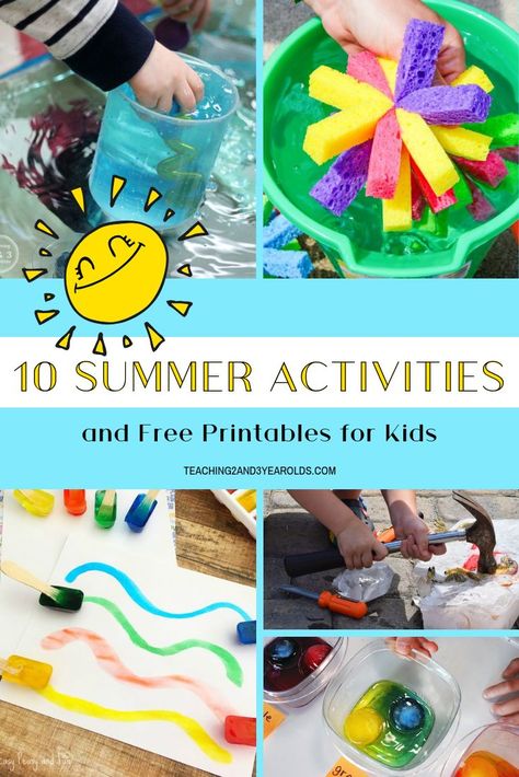 It's summer break and the temperature is rising. This collection of summer activities for kids will not only keep them cool, but also busy! #summer #activities #kids #preschool #toddler #outdoors #printables #teaching2and3yearolds Summer Lesson Plans, Summer Activities For Toddlers, Summer Lesson, Summer Preschool Activities, Summer Worksheets, Lesson Plans For Toddlers, Summer Fun For Kids, Summer Preschool, Fun Summer Activities