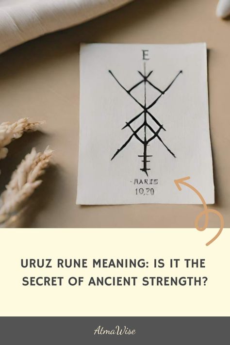 Hand-drawn Nordic rune card with the text "Uruz Rune Meaning: Is it the Secret of Ancient Strength?" Rune For Strength, Rune Uruz, Uruz Rune, Runes Meaning, Runic Alphabet, Symbol Of Strength, Elder Futhark, Dream Symbols, Hidden Messages