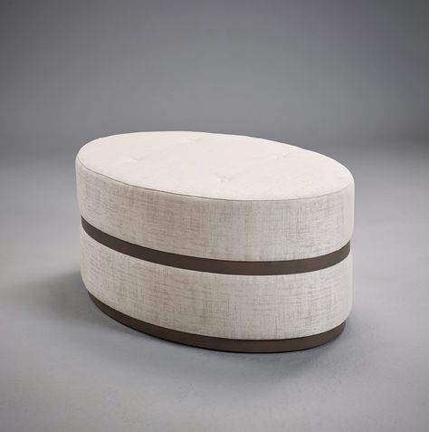 KENNEDY OVAL OTTOMAN - Robert Langford London Bridge Project, Oval Ottoman, Ottoman Round, Tufted Ottoman, Round Ottoman, Pouf Ottoman, Fabric Wall, Residential Interior, Upholstered Furniture