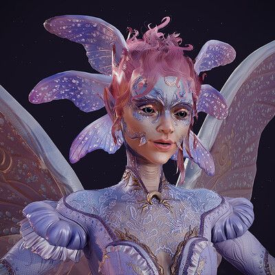 Seelie Fae Aesthetic, Fairy 3d Art, Fey Queen, Evil Fairy Character Design, Demon Fairy, The Seelie Court, Futuristic Fairy, Fairy Queen Art, Seelie Fae