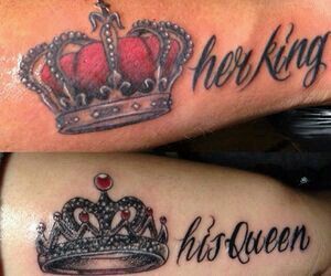 My boyfriend who also is the father of my kids don't ever do something this awesome for us..but love this His Queen Her King, King Queen Tattoo, Marriage Tattoos, Him And Her Tattoos, Couple Tattoos Love, Cute Couple Tattoos, Tattoos Infinity, Her King, Crown Tattoo Design