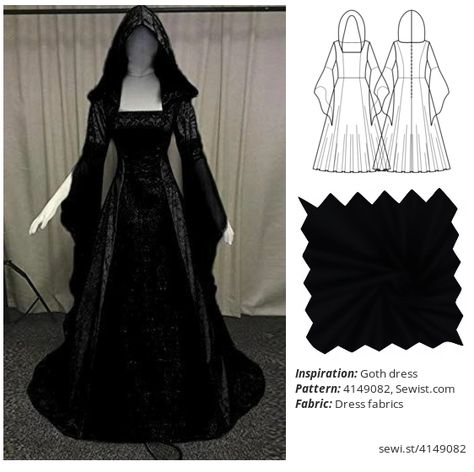 Goth Sewing, Clothing Sewing Patterns, Costume Patterns, Goth Dress, Clothes Sewing Patterns, Online Pattern, Fantasy Dress, Dress Sewing, Dress Sewing Pattern