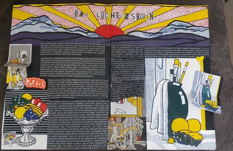 My yr10 gcse artist page Roy Lichtenstein Artist Research Page, Artist Research Page, Artist Research, Roy Lichtenstein, Gcse Art, Still Life, Art Inspo, Book Art, Sketch Book