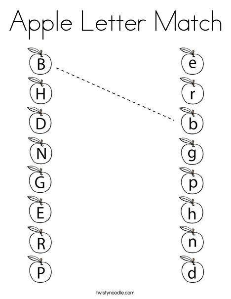 Apple Letter Match Coloring Page - Twisty Noodle Apple Letter Match, Apple Letters, Snow White Poison Apple, Twisty Noodle, Handwriting Activities, Alphabet Matching, Toddler Arts And Crafts, Holiday Lettering, Apple Theme