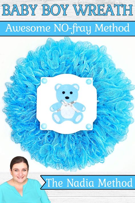 Diy With Nadia, Baby Boy Wreath, Ruffle Wreath, Baby Shower Wreath, Deco Mesh Wreaths Tutorials, Baby Wreath, Mesh Wreath Tutorial, Rag Wreath, Baby Rooms