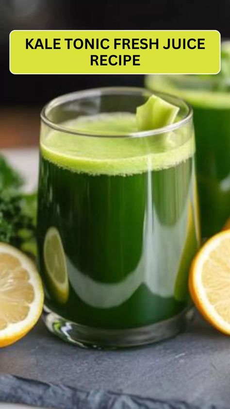 Kale tonic fresh juice recipe – Cravefuly Kale Tonic Recipe, Kale Juice Recipes, Fresh Juice Recipes, Kale Juice, Juice Recipe, Carrot Juice, Ginger And Honey, Juice Recipes, Food Words