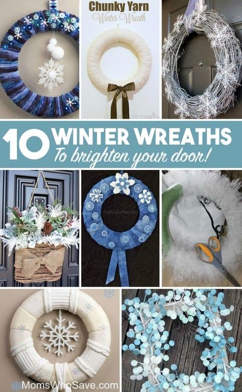 #DIY — 10 Winter Wreaths to Brighten Your Door Perfect weekend #home #decor project! Winter Wreath Diy, Weekend Home, Easy Diy Wreaths, The Mantle, Door Diy, Winter Wreaths, Yarn Wreath, Dinosaur Crafts, Holiday Pins