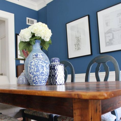 Endless Sea SW 9150 - Blue Paint Color - Sherwin-Williams Dining Room Wall Color, Blue Paint Color, Purple Paint Colors, Interior Wall Colors, Dining Room Updates, Blue Paint Colors, Green Paint Colors, Sherwin Williams Paint Colors, Paint Projects