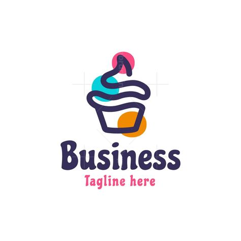 Colorful Muffin logo for sale. It is suitable for the cake, muffin, bakery, dessert etc. business. Cupcake Logo Design Ideas, Muffin Logo, Gelato Logo, Desserts Logo, Cupcakes Logo, Cookies Logo, Pastry Logo, Cupcake Bar, Dessert Logo