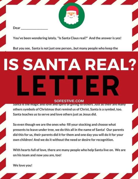 Santa Real Letter, Is Santa Real, The Truth About Santa, Truth About Santa, Letter Explaining Santa, Letter Printables, Santa Real, Santa Claus Letter, Believe In Santa