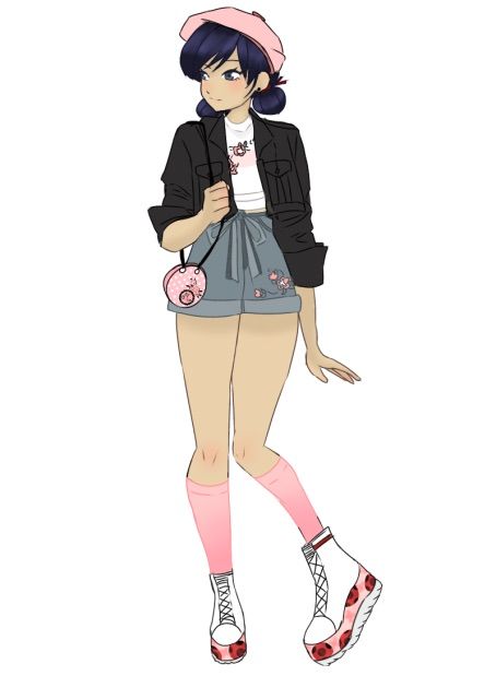 Marinette Dupain Cheng Redesign, Marinette Dupain Cheng Fanart Outfit, Marinette Inspired Outfit, Marinette Dupain Cheng Outfit, Marinette Redesign, Mari Fanart, Miraculous Redesign, Cat Superhero, Ladybug Outfits