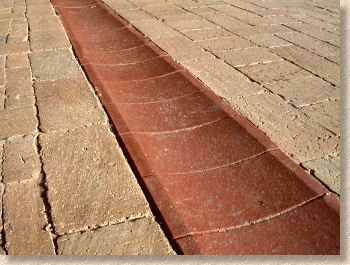 Brick Drainage Channel, Driveway Washout Solutions, Driveway Culvert, Drainage Solutions Landscaping, Rock Drainage, Driveway Drain, Drainage Ditch, Clay Pavers, Permeable Paving