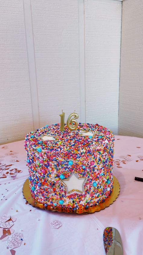 birthday cake star preppy 16 party sprinkles Cake Preppy, Preppy Outdoor Birthday Party, Preppy Birthday Cake Ideas, Sweet 16 Cakes Preppy, Preppy Sweet 16 Party, Go Shawty Its Your Birthday Cake Preppy, Rainbow Sprinkle Cake, Birthday Cake Preppy, Preppy Sweet 16