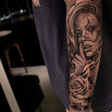 Chicano Tattoos Sleeve, Catrina Tattoo, Skull Girl Tattoo, Rose Tattoos For Men, Girl Face Tattoo, Clown Tattoo, Chicano Tattoos, Sugar Skull Tattoos, Geniale Tattoos