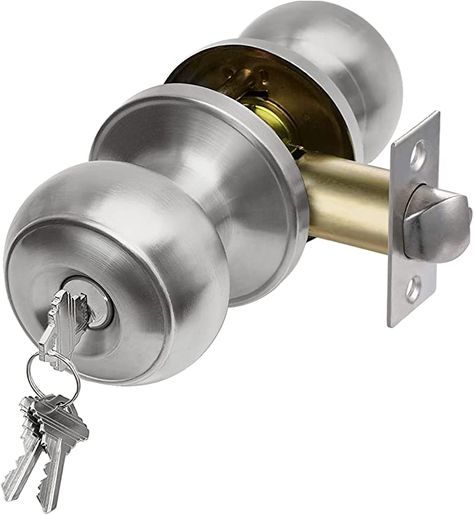 Amazon.com: CML Hardware Keyed Entry Door Knob Set, Entrance Door Lock in Solid Stainless Steel for Exterior and Interior, Round Ball Handle, 1 Pack : Everything Else Door Locks And Handles, Flower Images Wallpapers, Door Knob Lock, Door Handle With Lock, Key Locks, Round Door, Cylinder Lock, Entrance Door, Ceiling Fan In Kitchen