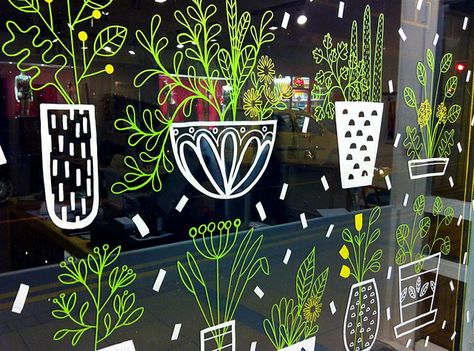 sarah abbott; window drawings; liquid chalk inspiration Like & Repin. Noelito Flow. Noel http://www.instagram.com/noelitoflow Window Markers, Window Drawing, Window Graphics, Chalk Pens, Liquid Chalk, China Display, Chalk Markers, Shop Window Displays, Store Displays