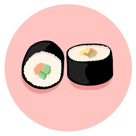 Sushi sticker pink Sushi Animation, Sushi Doodle, Cartoon Sushi, Sushi Cartoon, Sushi Aesthetic, Candle Painting, Side View Drawing, Sushi Cake, Kimbab