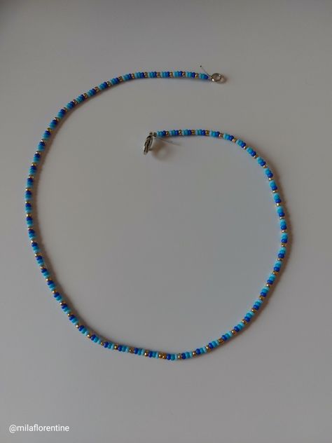 Blue Beaded Necklace, Beaded Jewelry Diy, Diy Beads, Beaded Jewelry, Beaded Necklace, Blue, Gold