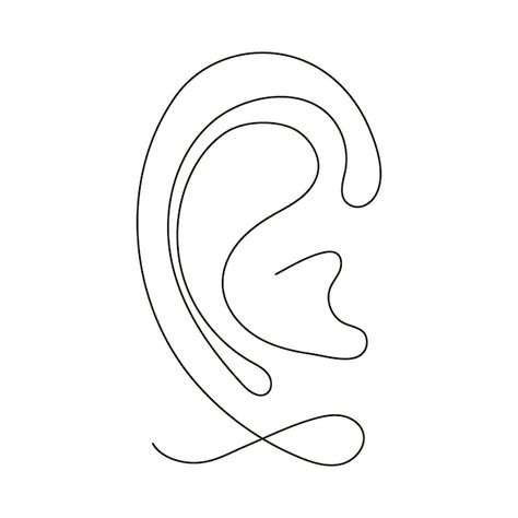 One Art Line, Ear Line Drawing, Ear Illustration, Ears Illustration, Ear Logo, Ear Images, Ear Drawing, Ear Outline, Contour Line Drawing