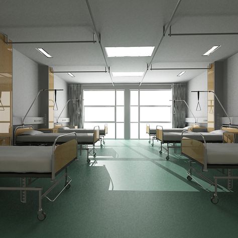 Hospital Nurse Station, 3d Commercial, Operating Table, Modern Hospital, Recovery Room, Battle Ships, Nurses Station, Hospital Interior, Hospital Room