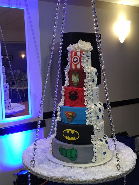 Super Hero Wedding Theme, Marvel Wedding Theme, Spiderman Wedding, Avengers Wedding, Marvel Wedding, Quinceanera Theme, Superhero Wedding, Quinceanera Themes, Smash Cake