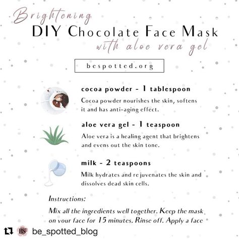 𝒞𝐻𝑅𝐼𝒮𝒯𝐼𝒩𝒜|| 𝐂𝐎𝐍𝐓𝐄𝐍𝐓 𝐂𝐑𝐄𝐀𝐓𝐎𝐑 on Instagram: “DIY Brightening Choco Face Mask .. Hmm🤔 Chocolate is full of antioxidants not just for your body but also for your skin 😏  Chocolate face…” Face Mask Benefits, Powder Face Mask, Chocolate Face Mask, Powder Face, Instagram Diy, Aloe Vera Gel, Cocoa Powder, Content Creator, Your Skin