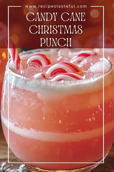 Celebrate the holidays with this refreshing Candy Cane Christmas Punch! Bursting with fruity flavors and a hint of mint, this festive drink is perfect for parties and gatherings. Easy to make and sure to impress, it can be enjoyed by both kids and adults alike! Fun Christmas Punch For Kids, Candy Cane Punch Recipe, Kids Holiday Punch Recipe, Candy Cane Punch, Candy Cane Mocktail, Sugar Free Christmas Punch, Candy Cane Christmas Punch, Fun Christmas Drinks Nonalcoholic, Easy Christmas Drinks Nonalcoholic