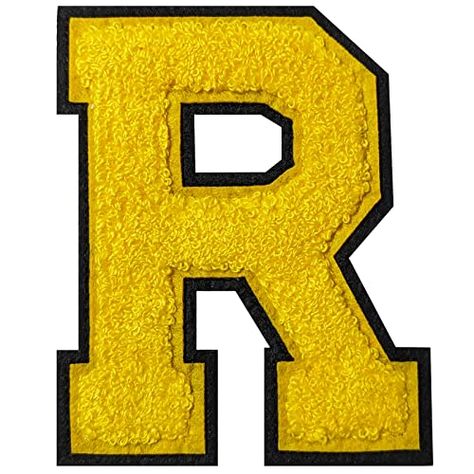 2Pcs Yellow/Black Chenille Letter, 4.5" Iron on Letters Patches, Chenille Stitch Varsity Letter Patches for Clothing (R) Iron On Letter Patches, Varsity Letters, Letter Patches, Iron On Letters, Varsity Letter, Letter R, Amazon Art, Sewing Stores, Yellow Black