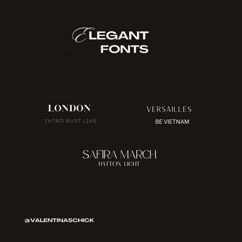 Cinematic Fonts pairing for your content & brand: Bold Fonts : BITTER BOLD+BEBAS NEW Evolve Sans+ Montserrat MARCH+Rasputine Light Elegant: LONDON+ INTRO RUST LINE VERSAILLES+ BE VIETNAM SAFIRA MARCH + HATTON LIGHT Classic: LONDON + INTRO RUST LINE VERSAILLES + BE VIETNAM VIDALOKA + RALEWAY Script: HALIMUM + Gabriel Sans HOMEMADE APPLE + Palanquin Light CHLOE + LOWA TAN You can find all the fonts listed below in Canva . #cinematicfonts #cinematics #brandstrategist Cinematic Fonts, Fonts Pairing, Brand Strategist, Font Pairing, Homemade Apple, Bold Fonts, Versailles, Bitter, Chloe