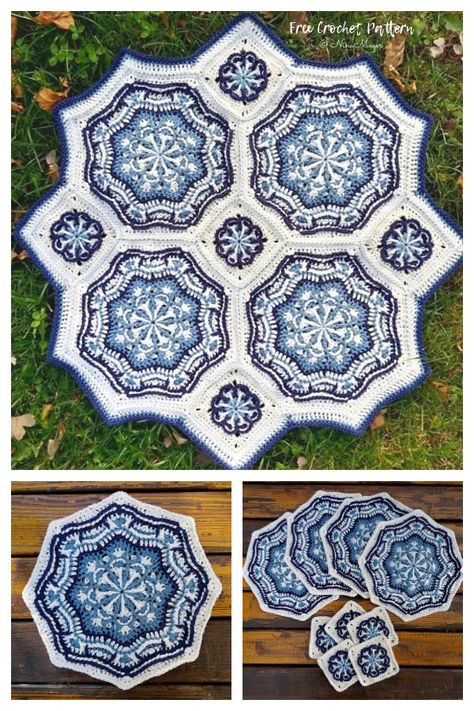 Mandala Tiles, Free Mandala Crochet Patterns, Motif Mandala Crochet, Hexagon Crochet Pattern, Mandala Yarn, Crochet Mandala Pattern, Crochet Hexagon, Crochet Blocks, Diy Magazine