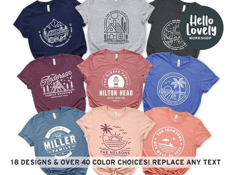 Vacation t-shirt design Team Family Shirts, Family Reunion Number Shirts, Family Tshirt Ideas Matching Shirts, Family Camping Trip Shirts, Cousin Shirts, T-shirt Print Design, Family Reunion Shirts, Reunion Shirts, Family Vacation Shirts