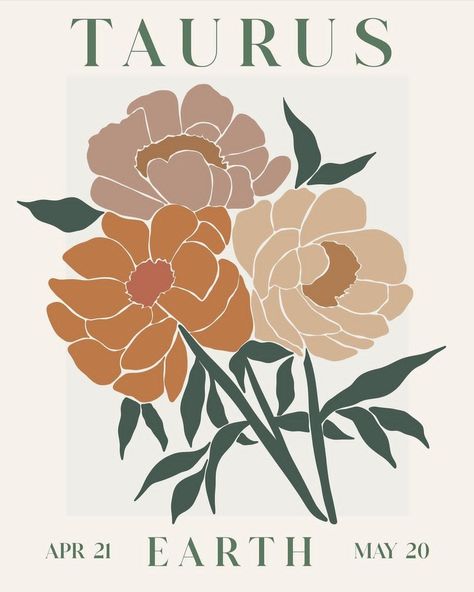 Taurus Flower, Taurus Poster, Taurus Print, Taurus Aesthetic, Sagittarius Astrology, Aries Astrology, Y2k Posters, Astrology Virgo, Flower Market Poster