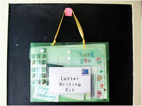 letter writing kit (perfect to send out those thank you cards) Moving Party, Letter Writing Kit, Diy Bff, Surprise Ideas, French Writing, Jw Pioneer Gifts, Messy Kids, Mail Ideas, Pioneer Gifts