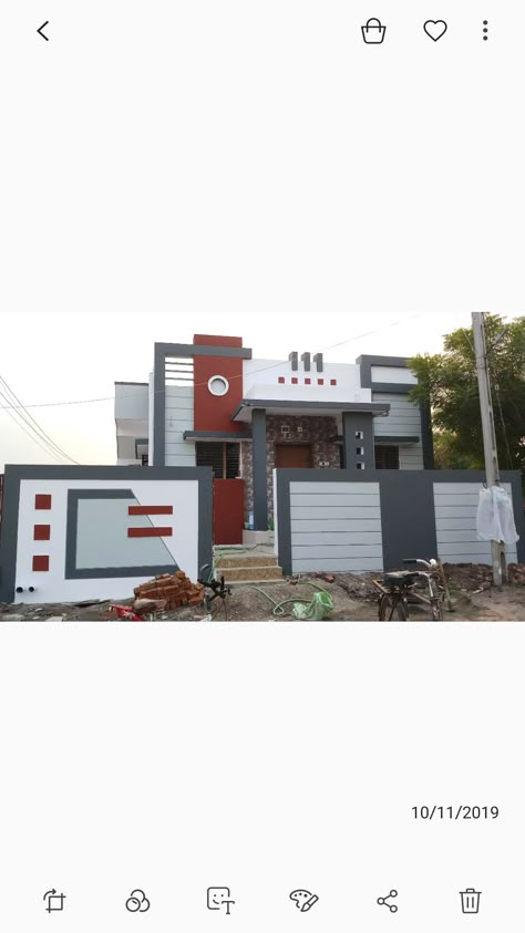 Compound Wall Design Exterior Indian Simple, Elevation Single Floor, Compound Wall Designs, Parapet Wall Design, Asian Paint Design, Lcd Wall Design, Kite Decoration, Residence Exterior, Aqua Bedrooms