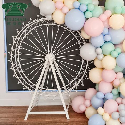 Ferris Wheel Backdrop, Diy Ferris Wheel Prop, Coachella Ferris Wheel, Park Party Decorations, Amusement Park Party, Circus Party Decorations, Junior Prom, Jr Prom, Wedding Stage Decorations