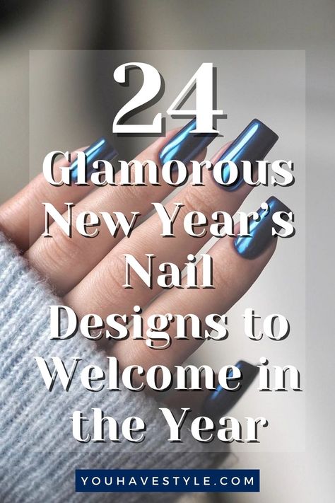 Discover 24 glamorous New Year’s nail designs perfect for welcoming in the year Nail 2024 New Year, After New Years Nails, Nail Colors For New Years, Bright New Years Nails, 2024 Nail Trends New Year, New Year’s Eve Nails Design 2023, New Year Gel Nails Ideas, Happy New Year Nails Designs 2024, New Year Nails Design 2024 Square