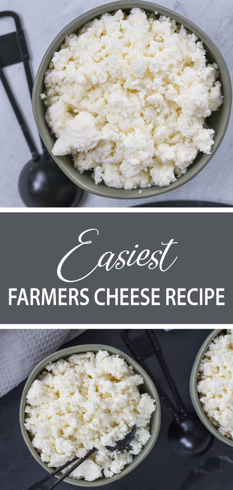 Looking for the best Farmers Cheese recipe? Once you try this recipe, you will never want to buy Farmer’s Cheese from a store again. Homemade Farmers Cheese, Farmers Cheese Recipes, Farmer Cheese, Cheese Recipes Homemade, Farmer’s Cheese, Cheese Making Recipes, Farmers Cheese, Furano, Homemade Cheese